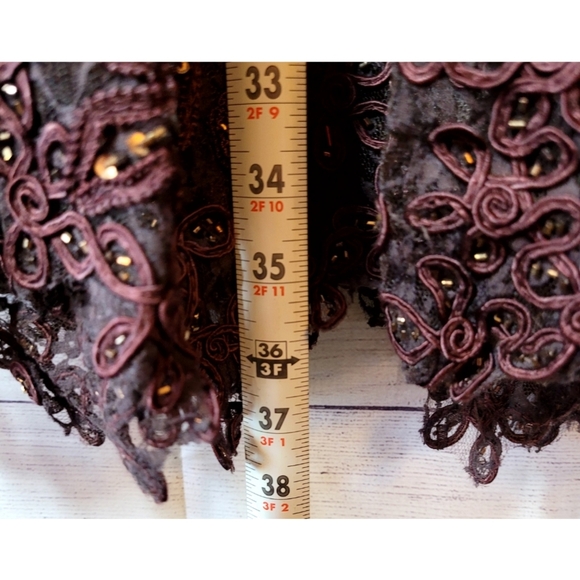 SUE WONG Nocturne Womens Evening Dress Size 4 Burgundy Lace Embroidered Beaded - Picture 16 of 16